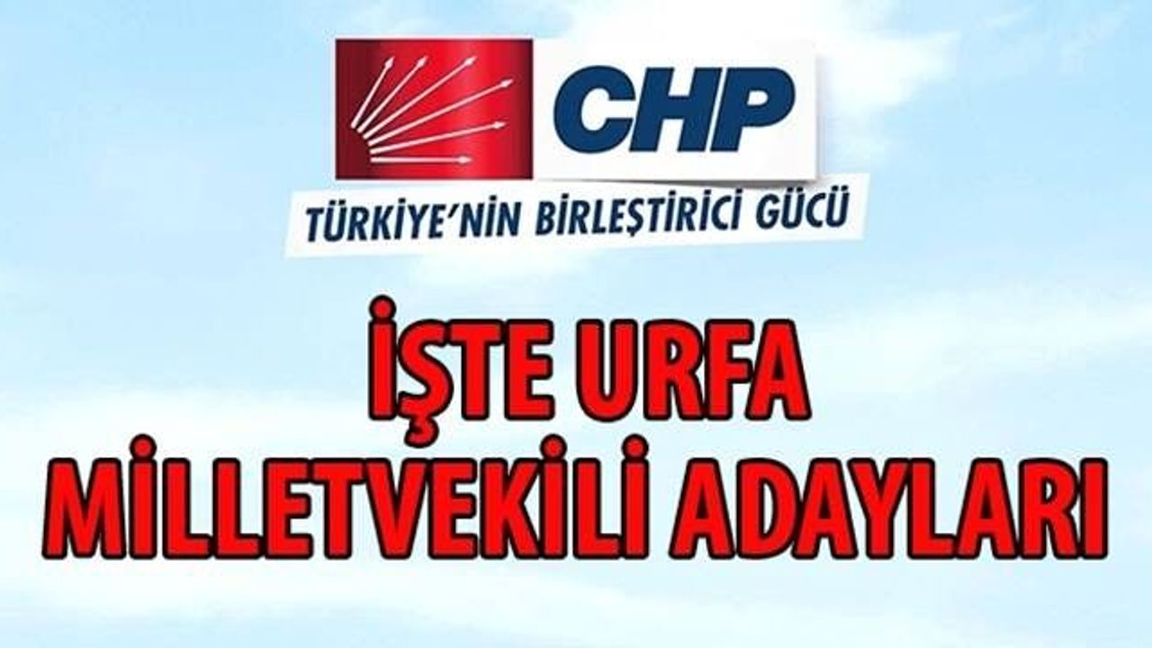 CHP Şanlıurfa Milletvekili Aday Listesi Belli Oldu