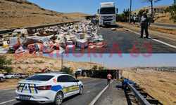 Eyyübiye'de Kontrolden Çıkan TIR Orta Refüje Çarpıp Devrildi!