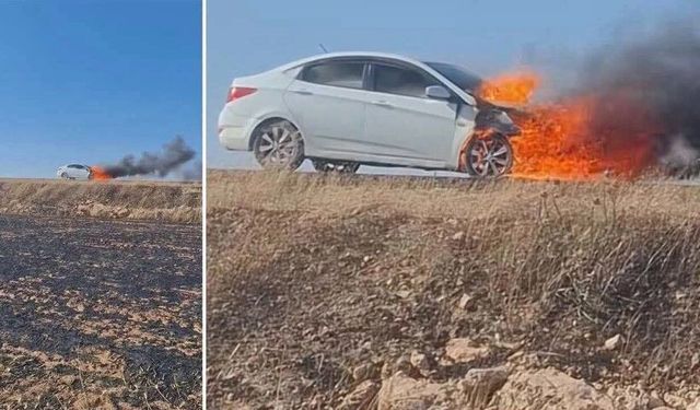 Şanlıurfa Suruç-Akçakale Yolunda Otomobil Alev Alev Yandı