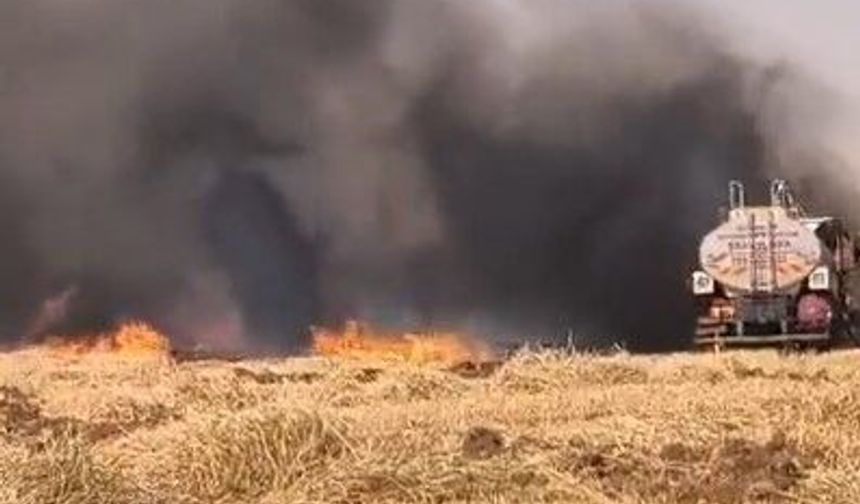 Şanlıurfa’da Anız Yangınında İtfaiye Aracı Alevlere Teslim Oldu