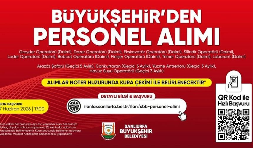 Şanlıurfa Büyükşehir’den İş Arayanlara Müjde: Personel Alımı Başladı