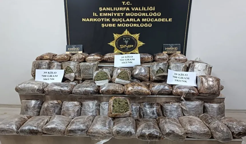 Şanlıurfa’da Yolcu Otobüsünde 39 Kilo 700 Gram Skunk Ele Geçirildi