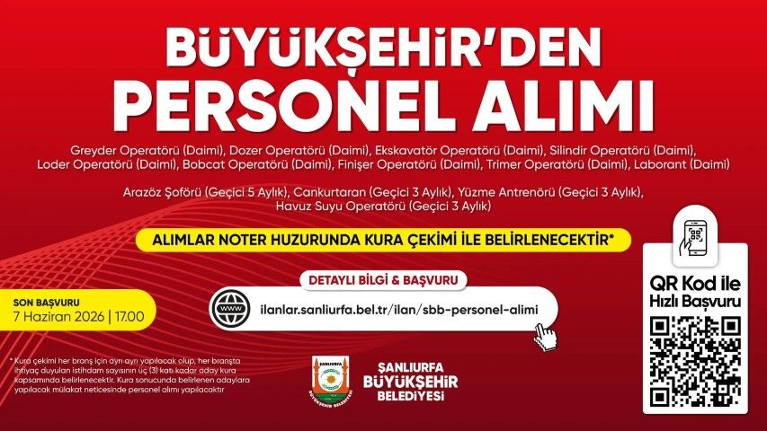Şanlıurfa Büyükşehir’den İş Arayanlara Müjde: Personel Alımı Başladı