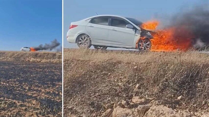Şanlıurfa Suruç-Akçakale Yolunda Otomobil Alev Alev Yandı