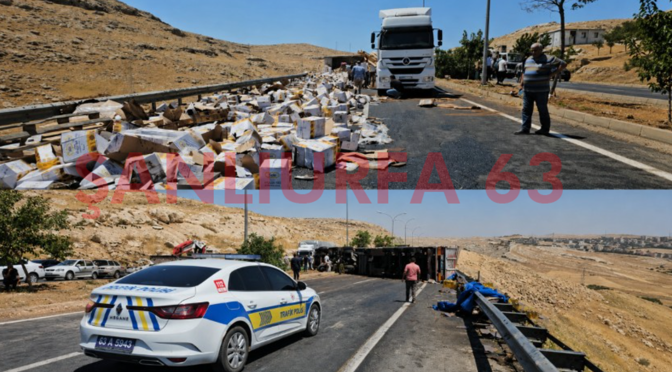 Eyyübiye'de Kontrolden Çıkan TIR Orta Refüje Çarpıp Devrildi!