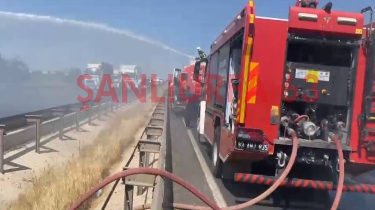 Viranşehir Yolunda Korku Dolu Anlar! Otomobil Yüklü Tırda Yangın