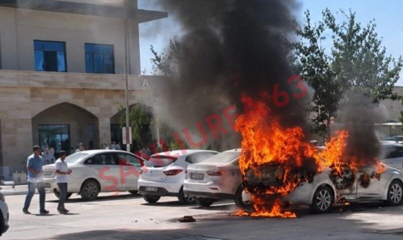 Şanlıurfa'da Hastane Otoparkında Patlama Paniği! Otomobil Alev Alev Yandı